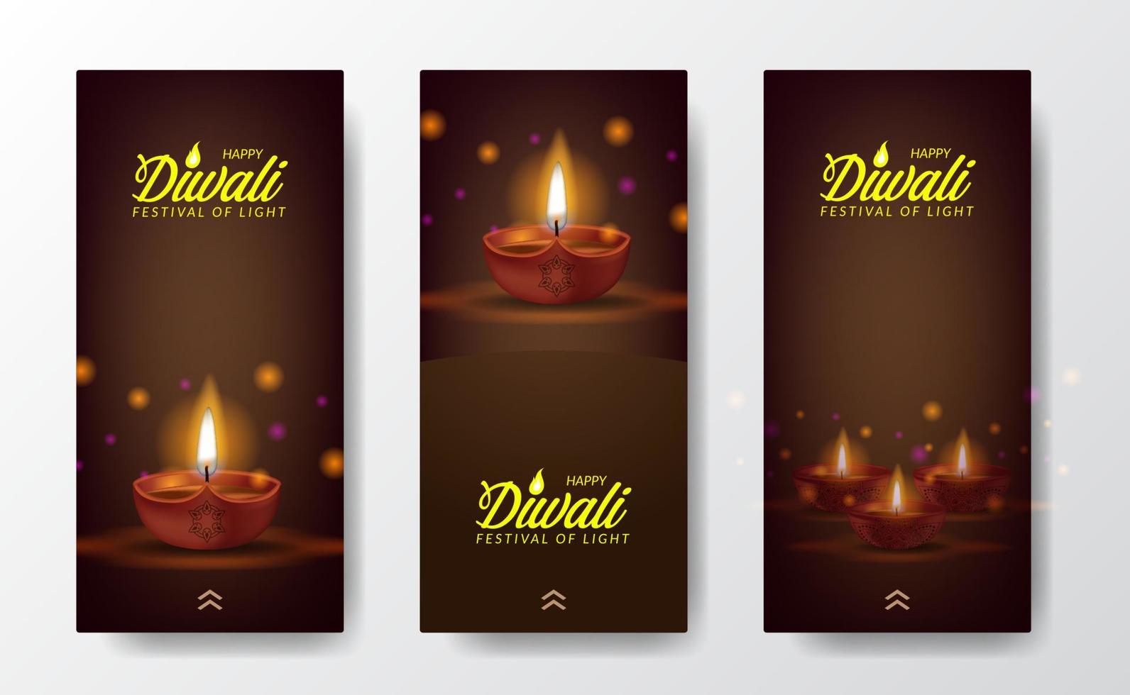 Diwali Festival of light social media stories template vector