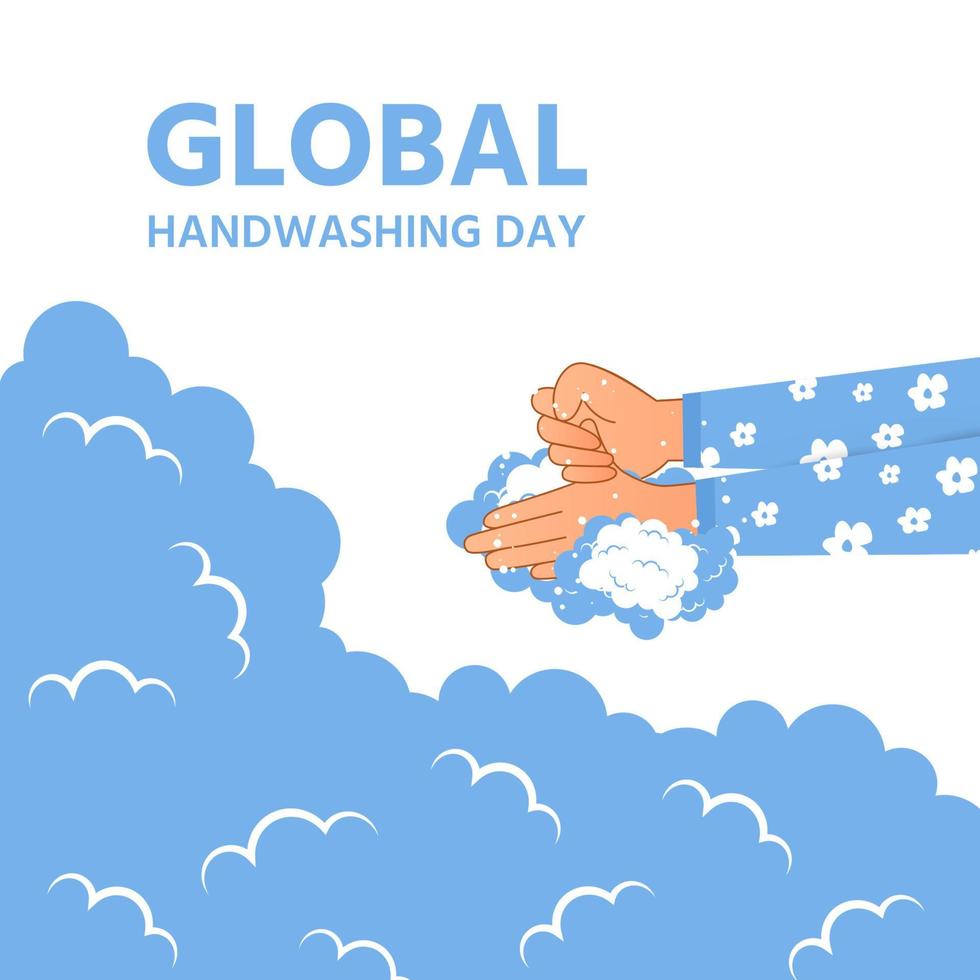World hand washing day wash hands in soap bubbles vector