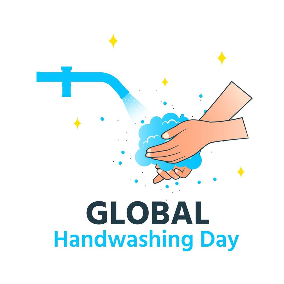 World handwashing day is opening water to wash hands vector