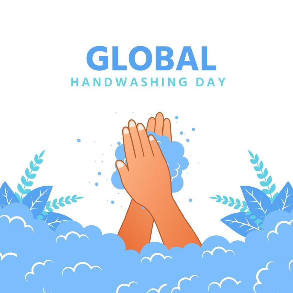 World hand washing day happy hands and flowers next to vector