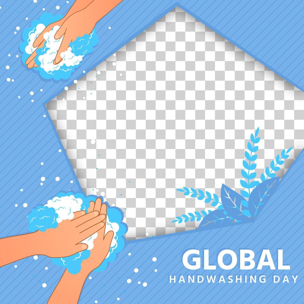 Pentagon shape world hand washing day frame vector