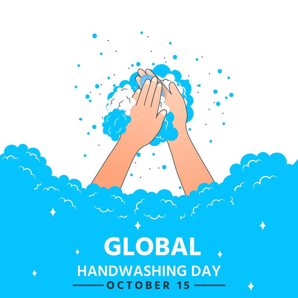 World hand washing day clean hands full of soap bubbles vector