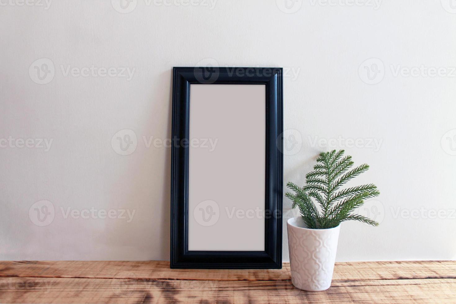 Wooden Frame Mockups with wooden background photo