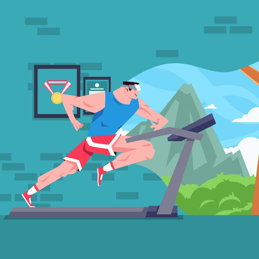 Virtual Run at Home vector