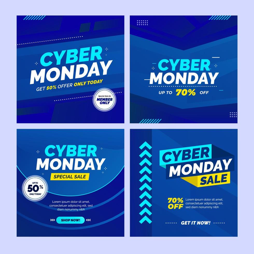 plantilla de publicación de redes sociales de cyber monday vector