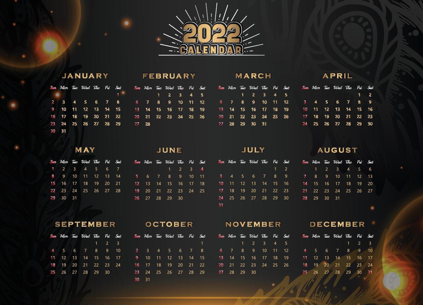 Calendar 2022 Abstract Design vector