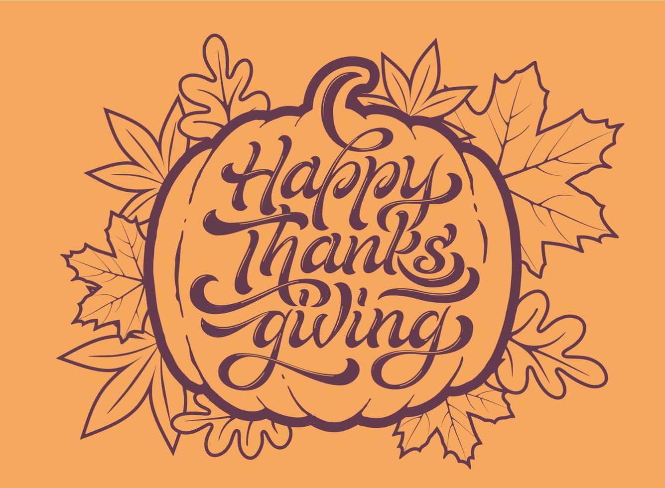 Happy Thanksgiving beautiful lettering. Celebration quote Happy Thanksgiving for stamp, greeting card.  Vector illustration.