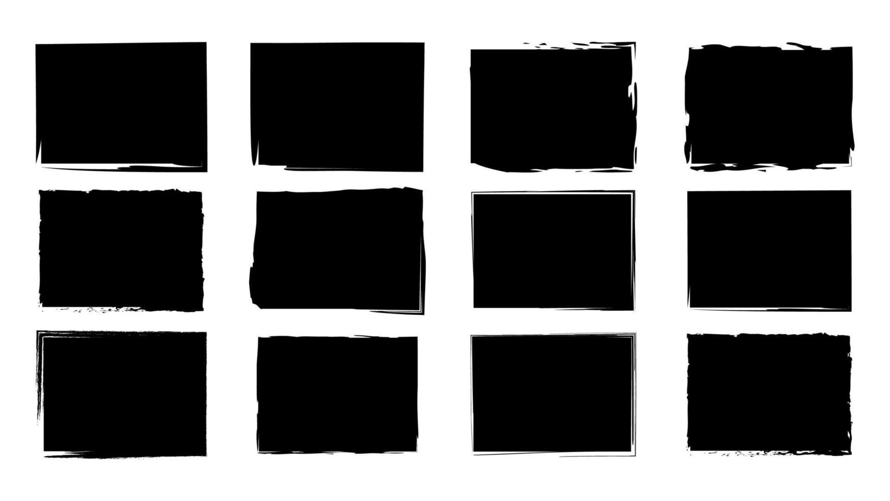 Dirty frames grunge. Ink brush strokes. distress textures of a square vector