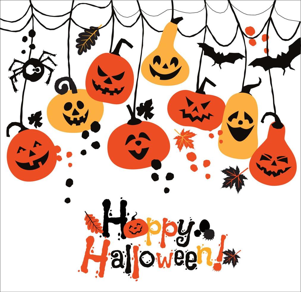 Halloween background of cheerful pumpkins. vector