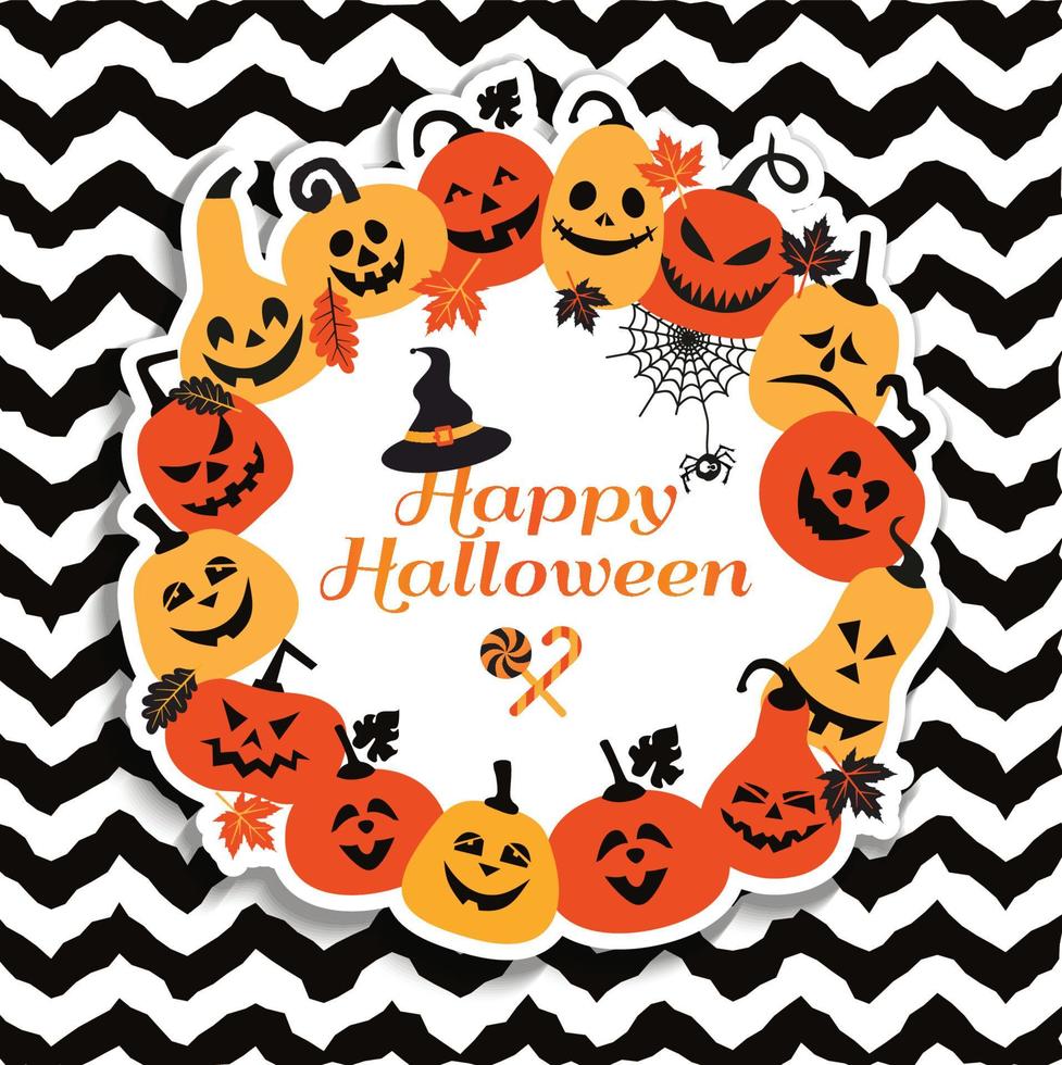 Halloween background of cheerful pumpkins. vector