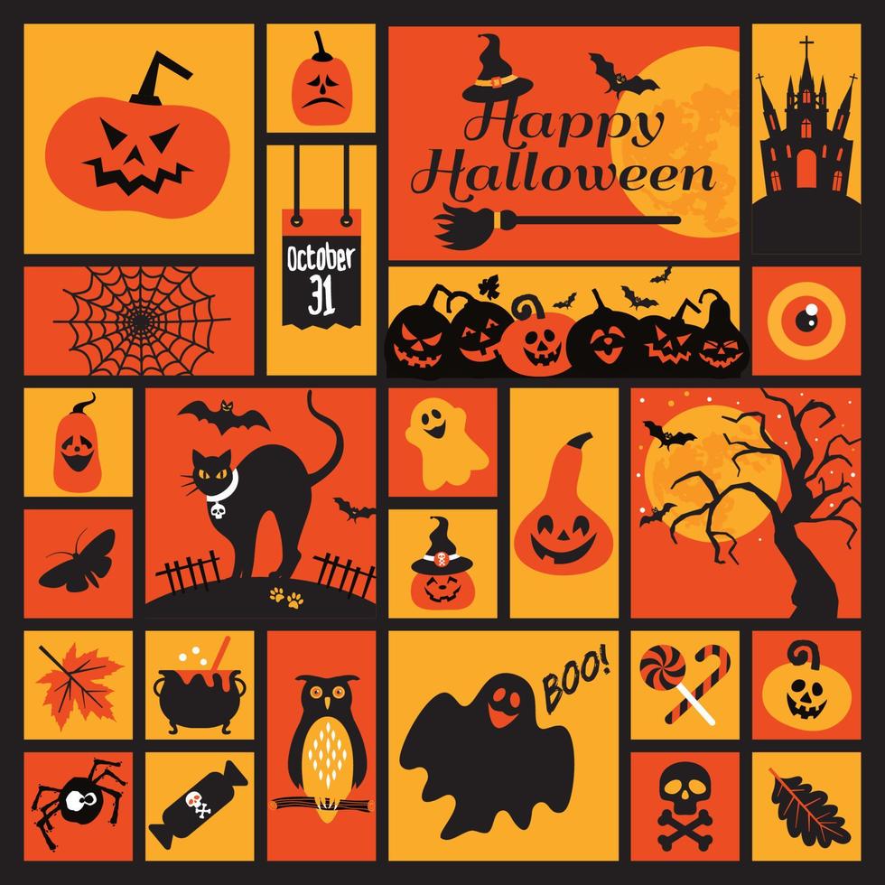 Halloween icons set. vector