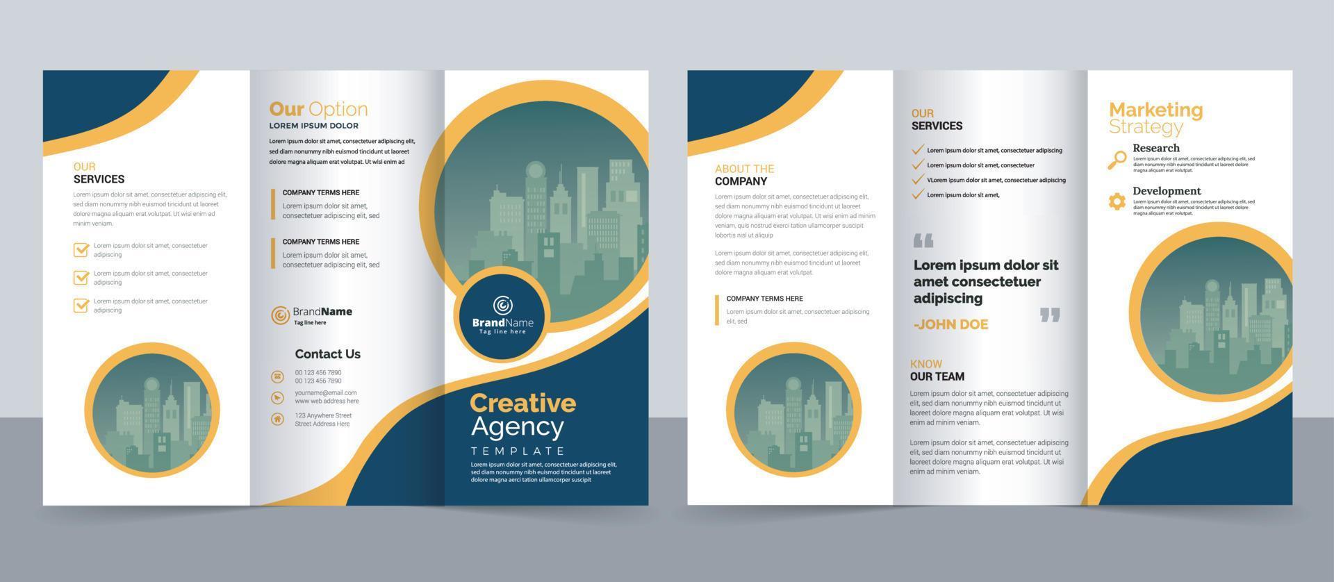 Creative corporate modern business trifold brochure template, trifold layout, letter, a4 size brochure. vector