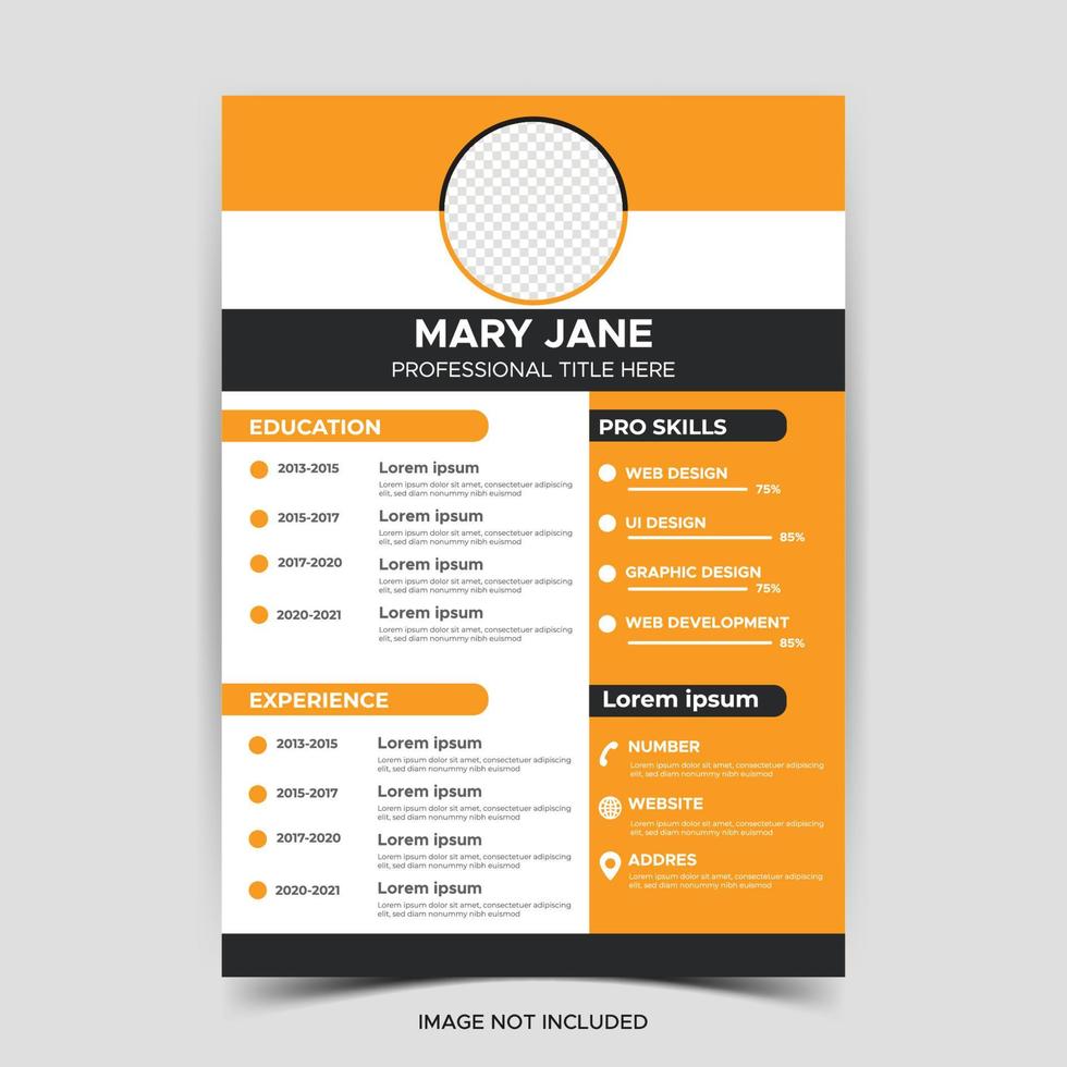 Beautiful CV Resume template elegant stylish design vector orange background