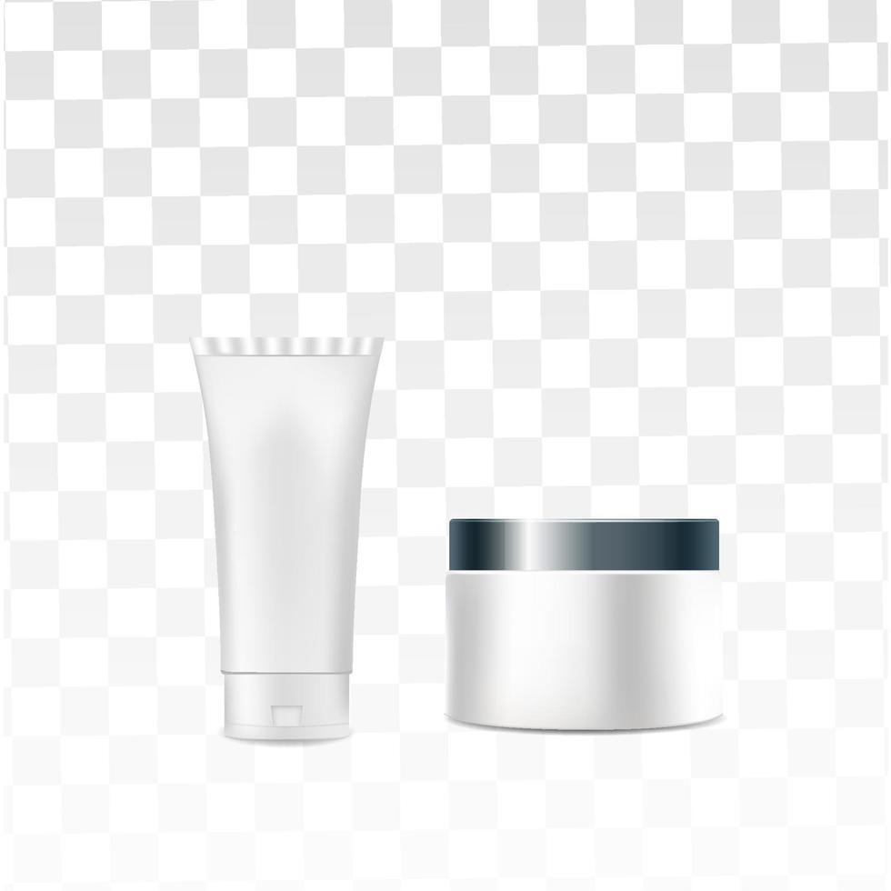 white cosmetic product elements on transparent background vector