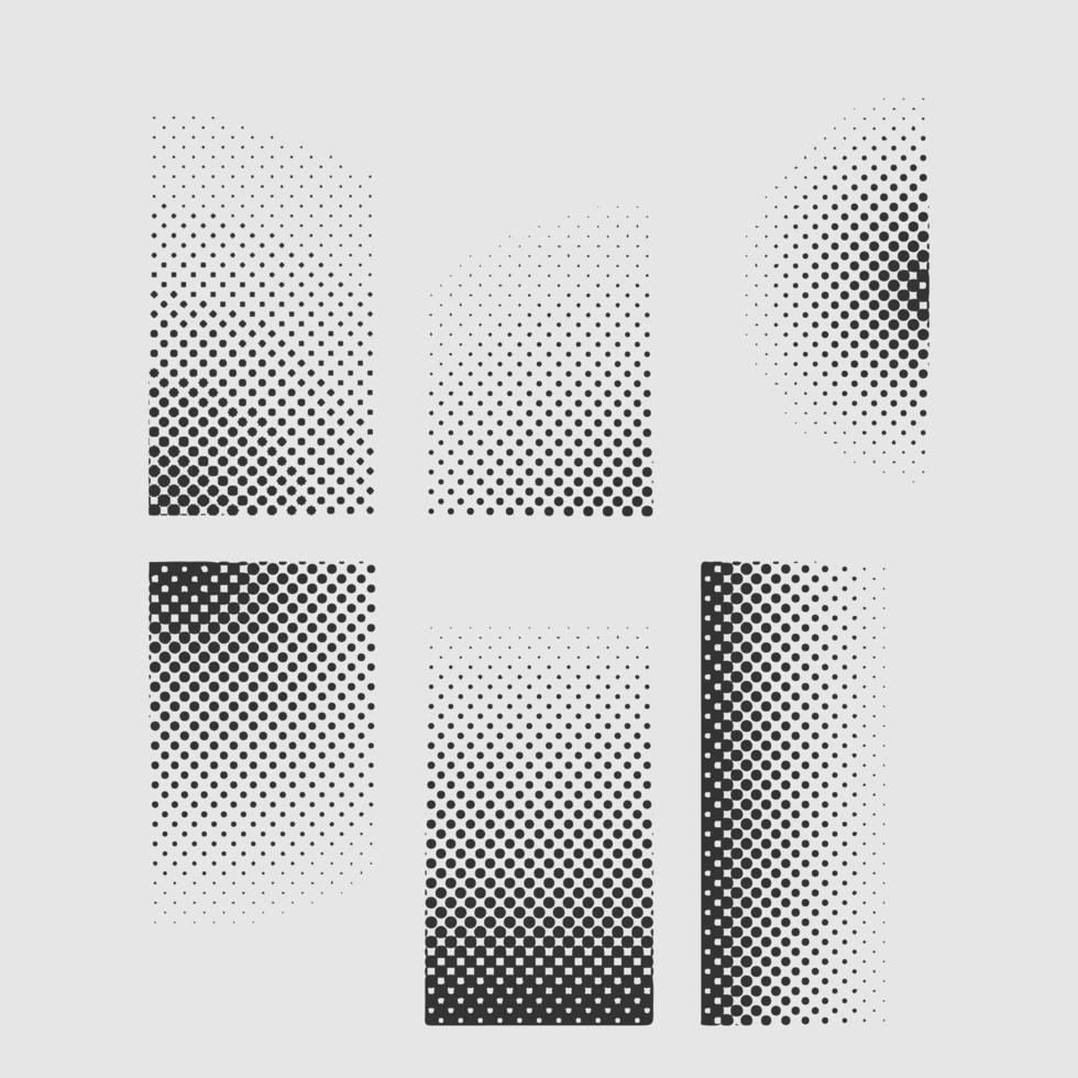 Set Of Halftone Dots Vintage Design Element in Square Shape vector