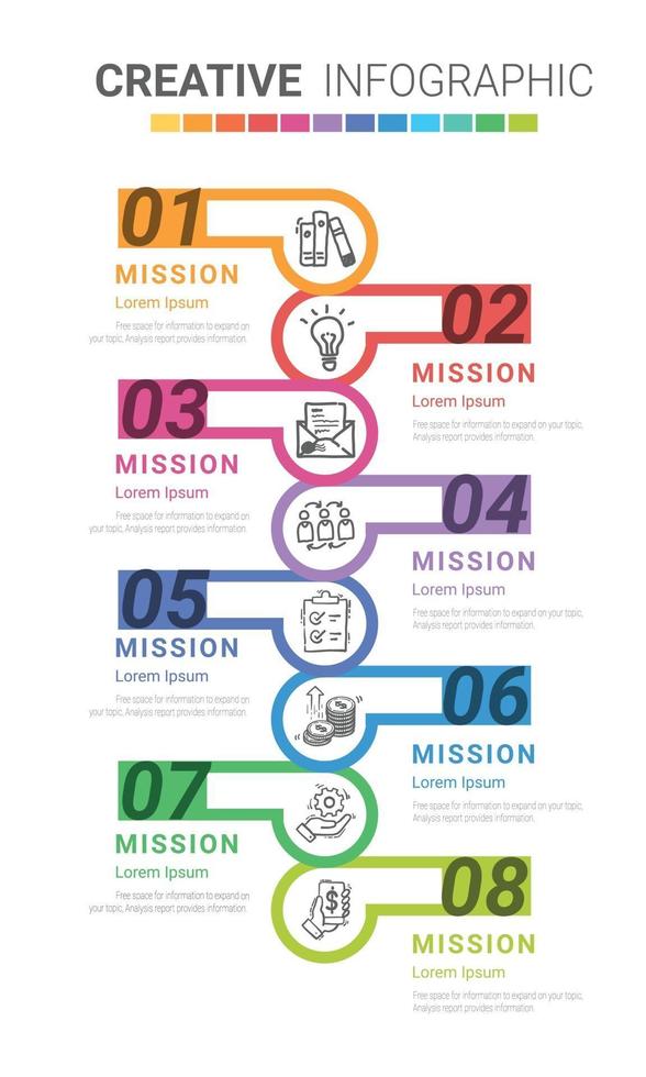 Infographic design template with numbers 8 option vector