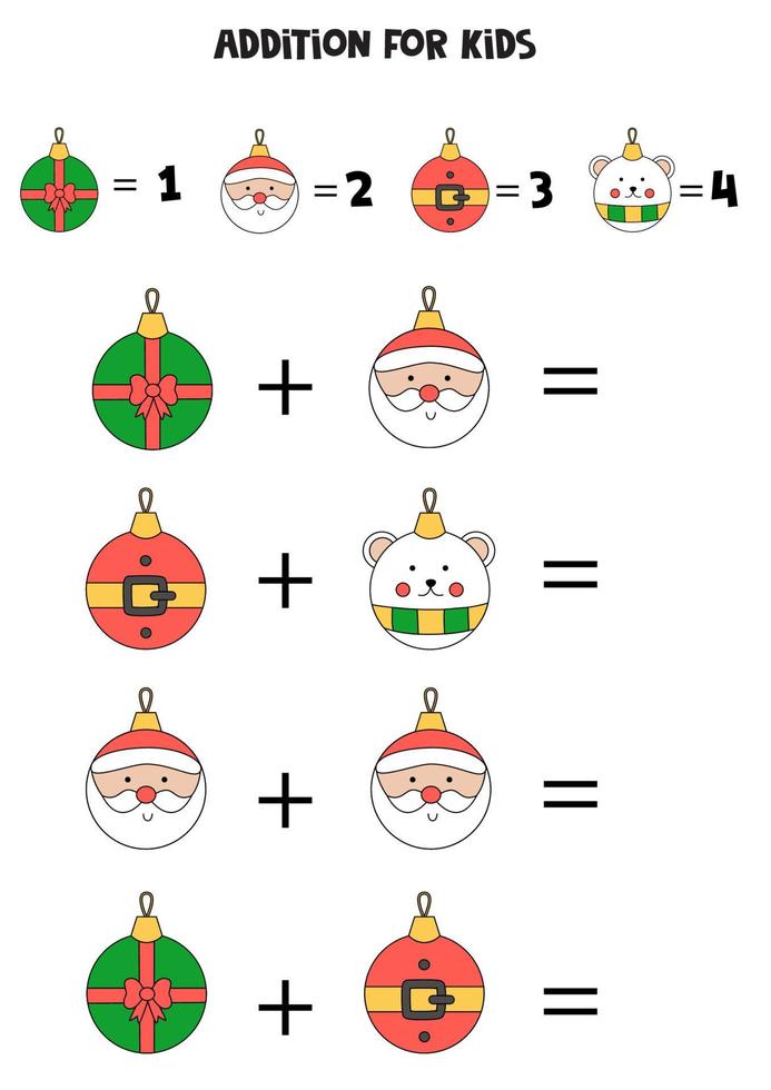 Además para niños con lindas bolas navideñas de dibujos animados. vector