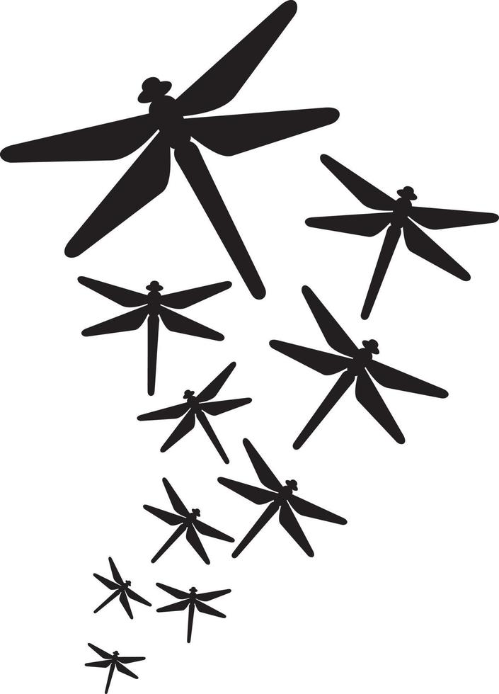 Group of Flying Dragonfly vector