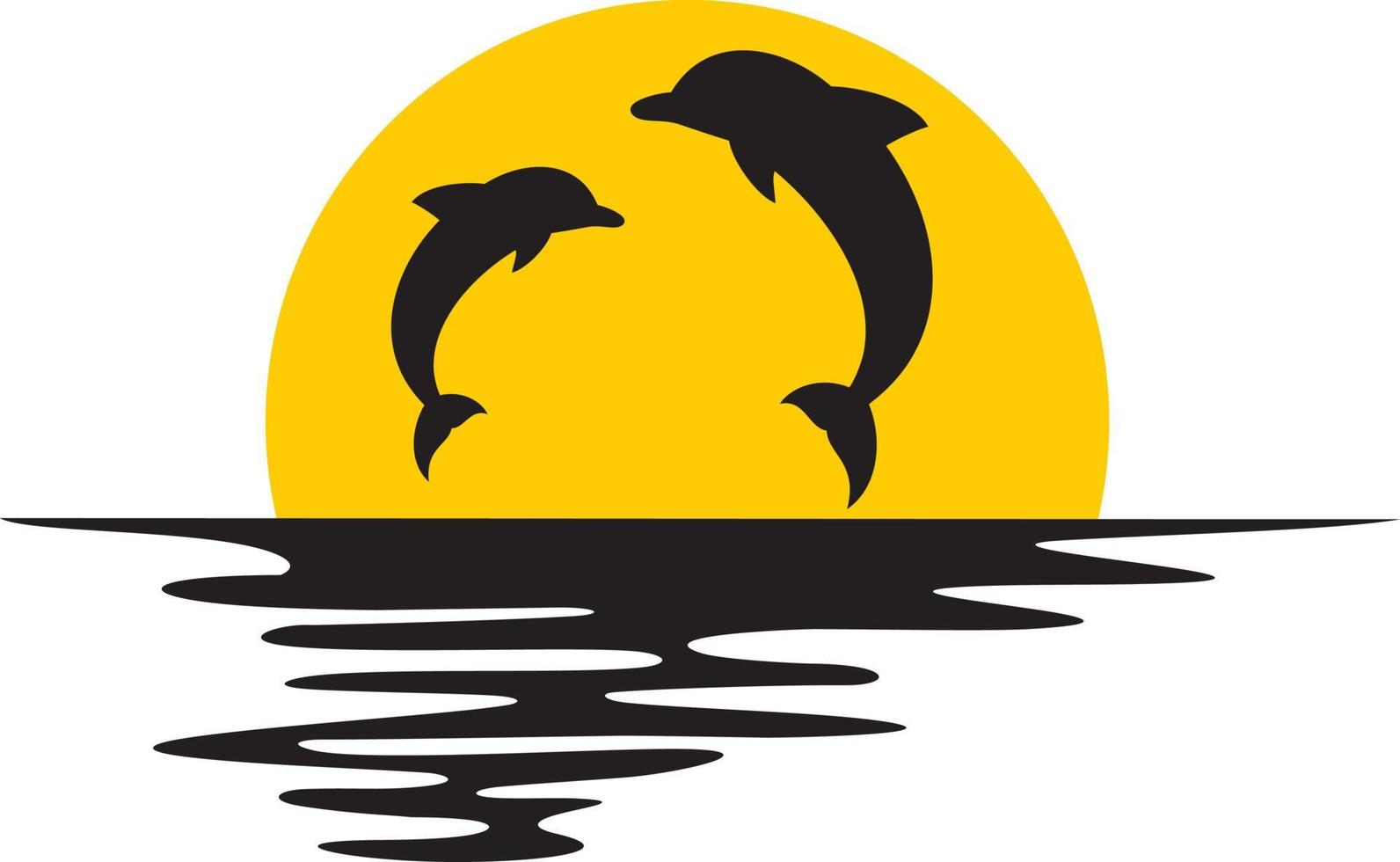 Dolphin Sunset Vector Illustration