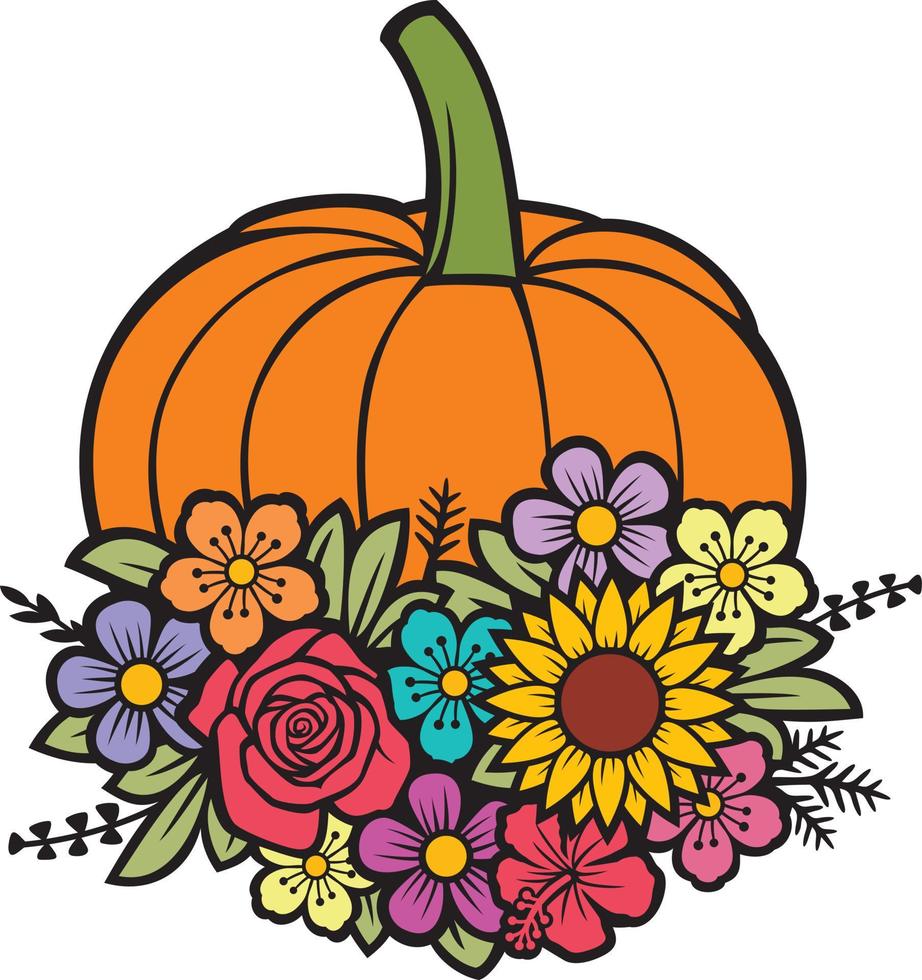 Ilustración de vector de calabaza floral