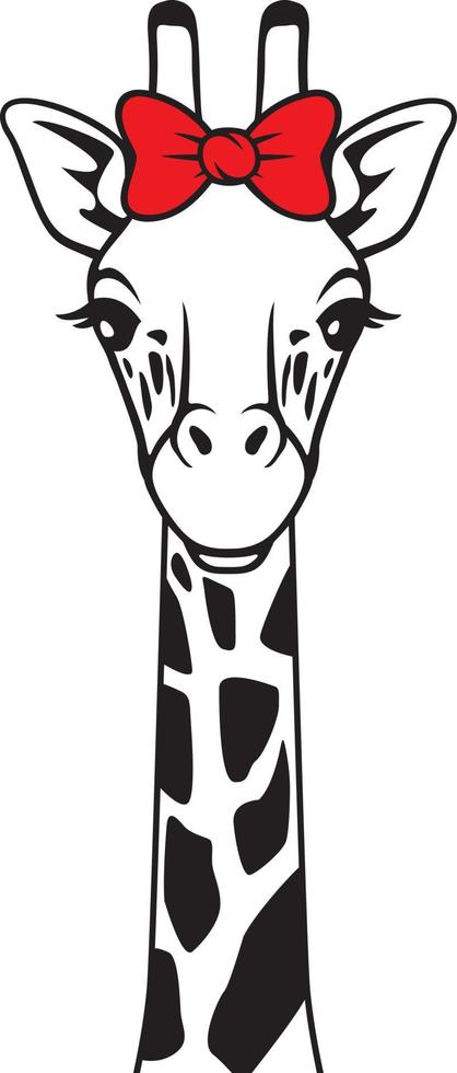 Giraffe with Red Bow vector