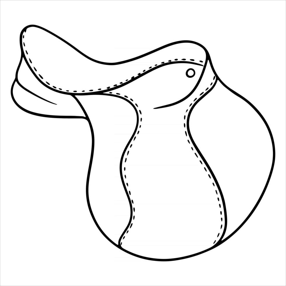 Ilustración de vector de silla de montar de caballo de arnés de caballo en estilo de línea para colorear libro