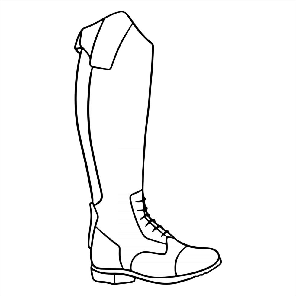 atuendo ropa de jinete para botas de jockey ilustración en estilo de línea libro para colorear vector