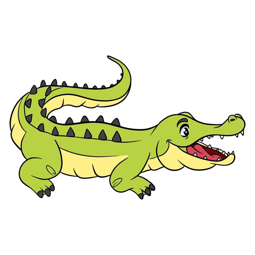 Animal character funny crocodile in cartoon style. Children's illustration. vector