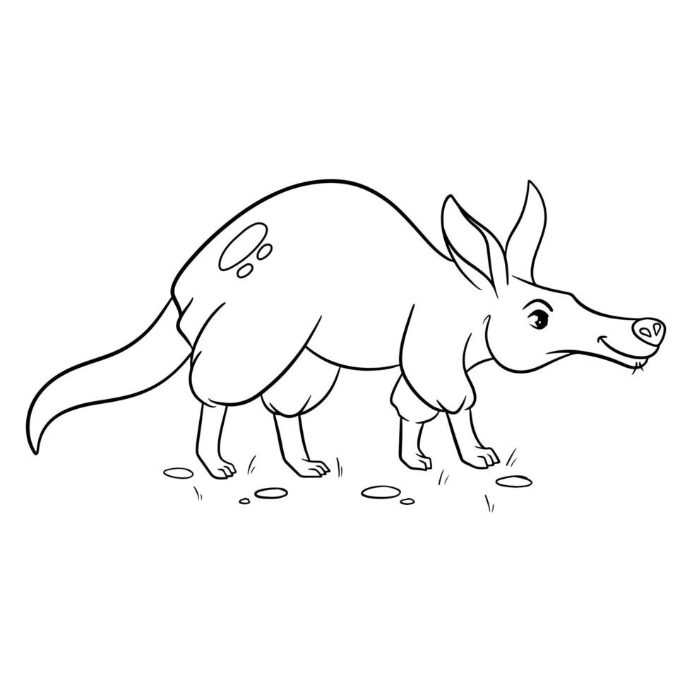 Animal character funny aardvark in line style. Children's illustration. vector