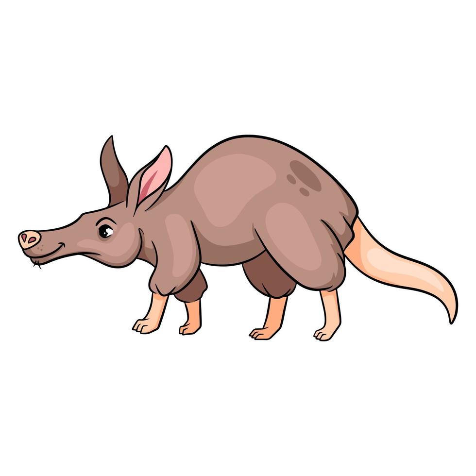 Animal character funny aardvark in cartoon style. Children's illustration. vector