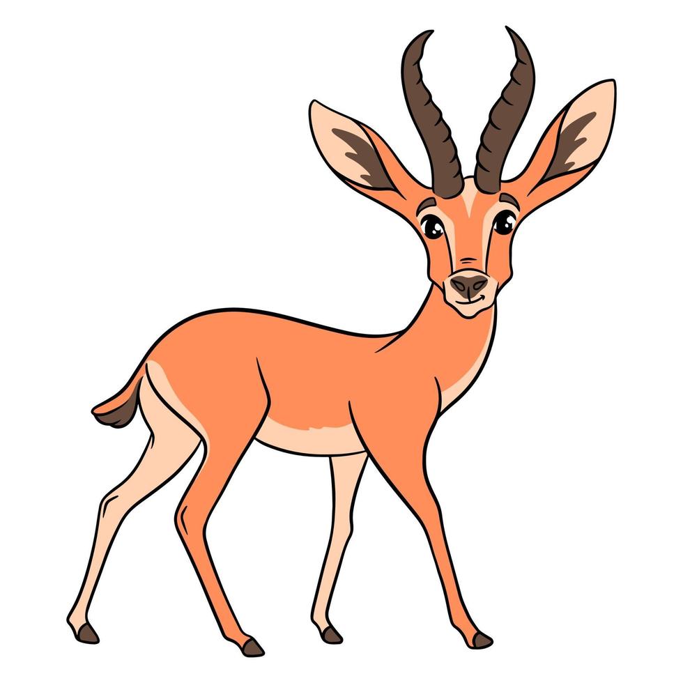 Animal character funny gazelle in cartoon style. Children's illustration. vector