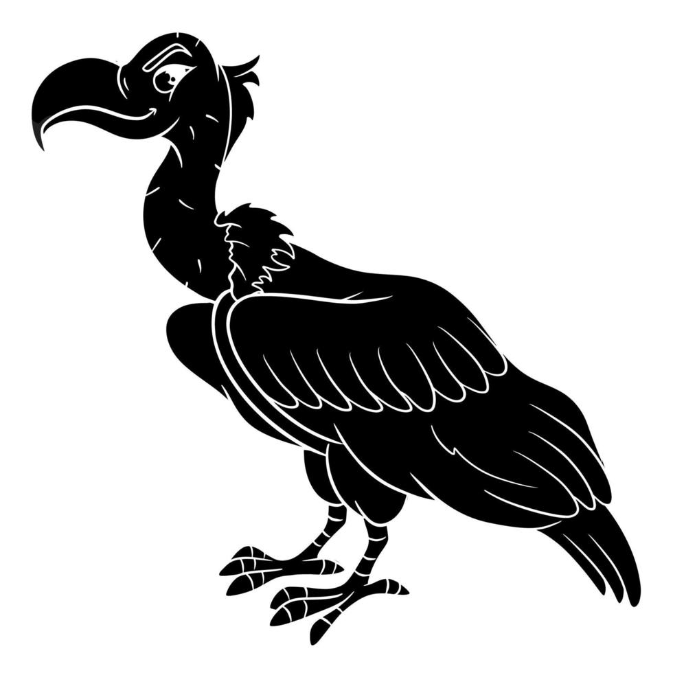 Animal character funny vulture silhouette. Children's illustration. . vector