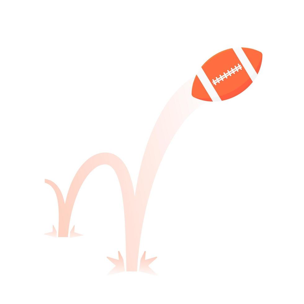 Bouncing american football game ball flat style design vector illustration.