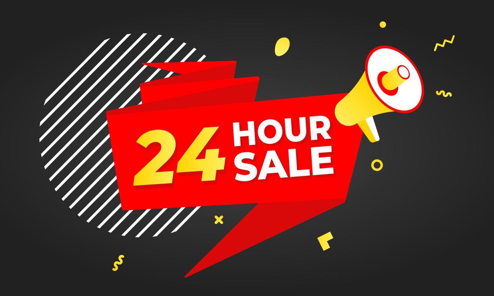 24 hour sale countdown ribbon badge icon sign. vector