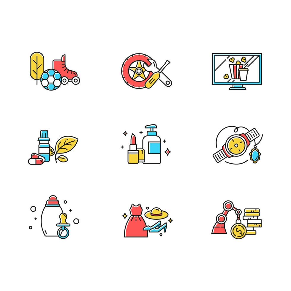 E commerce departments color icons set vector