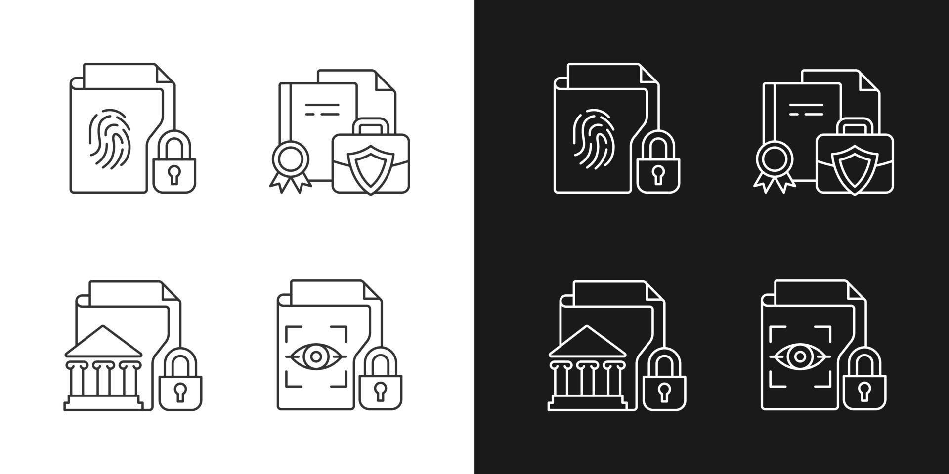 Personal sensitive data linear icons set for dark and light mode vector