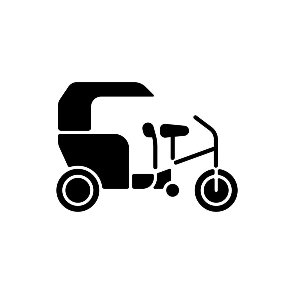 Tricycle taxi black glyph icon vector