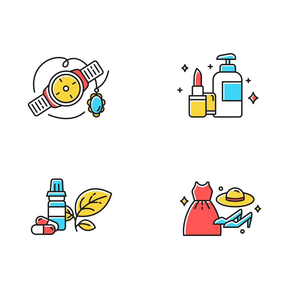 E commerce departments color icons set vector