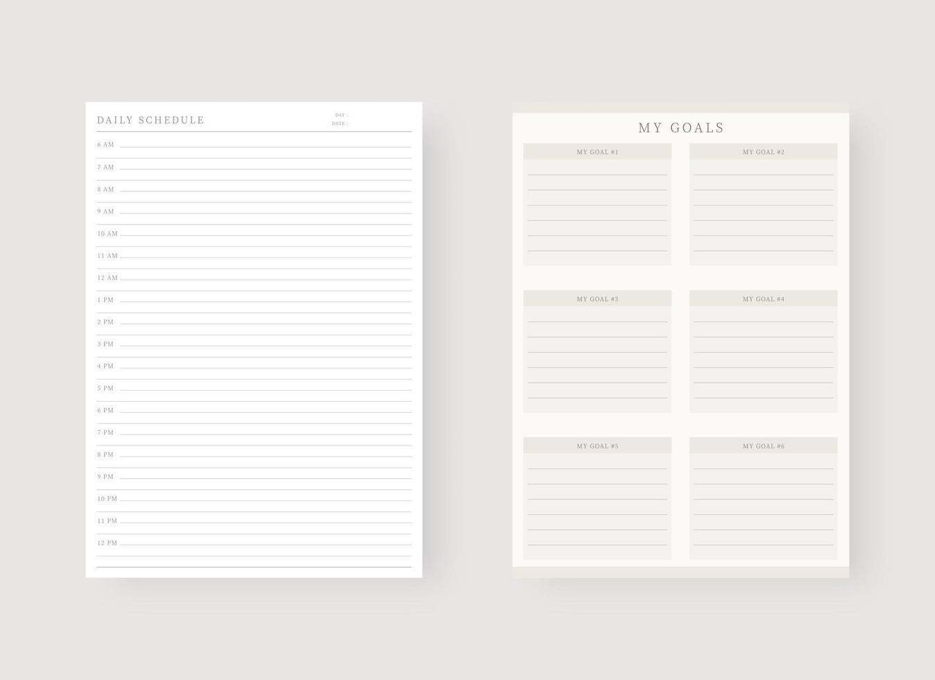 Daily planner template. Set of planner and to do list. Modern planner template set. Vector illustration.