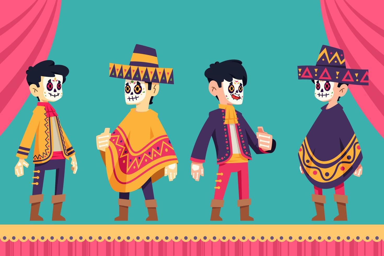 dia de los muertos personajes vector