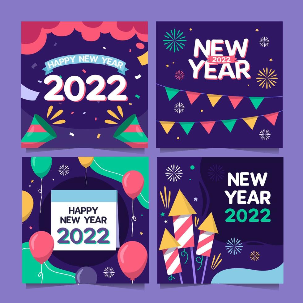 plantilla de redes sociales de año nuevo vector