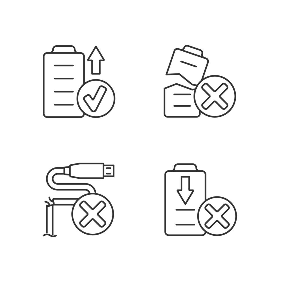 Drone performance linear manual label icons set vector