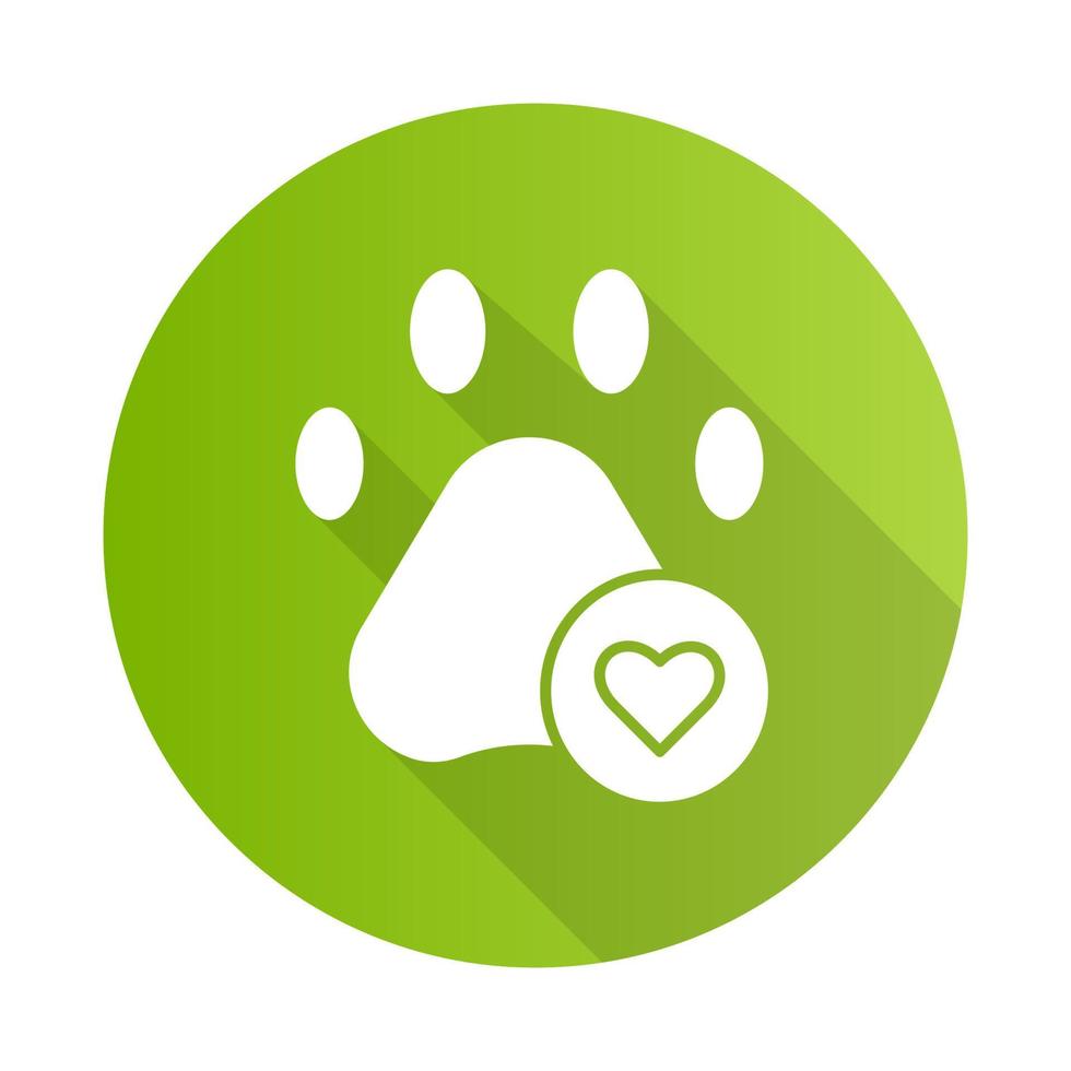 se admiten mascotas icono de glifo de larga sombra verde diseño plano vector
