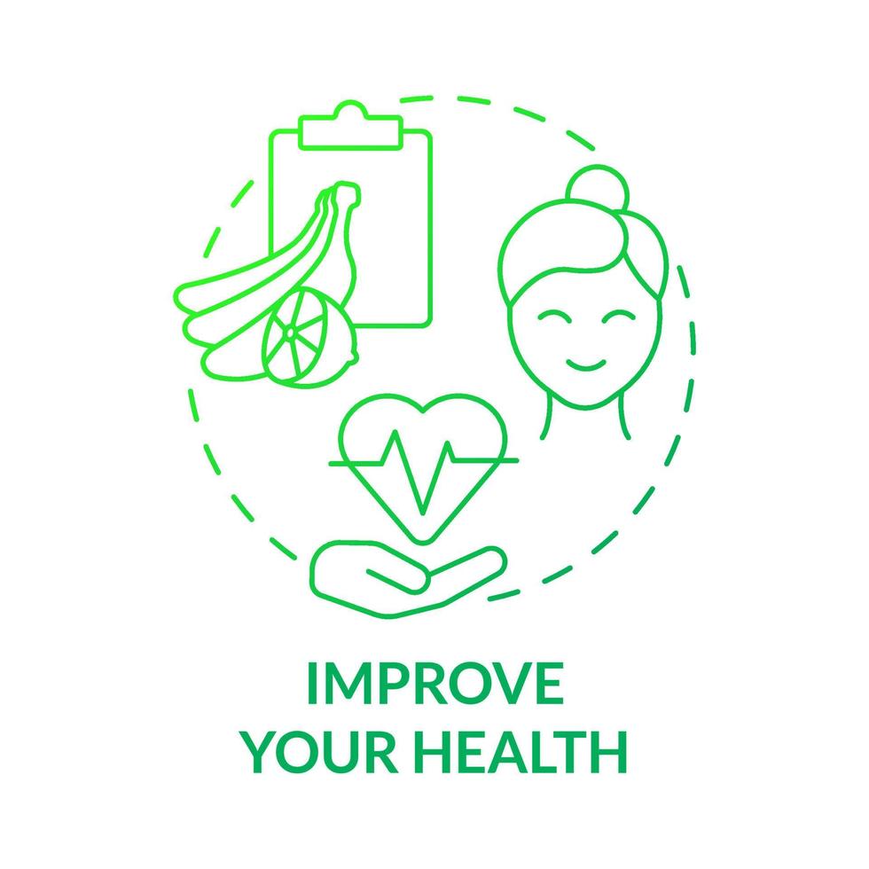 Improve your health green gradient concept icon vector