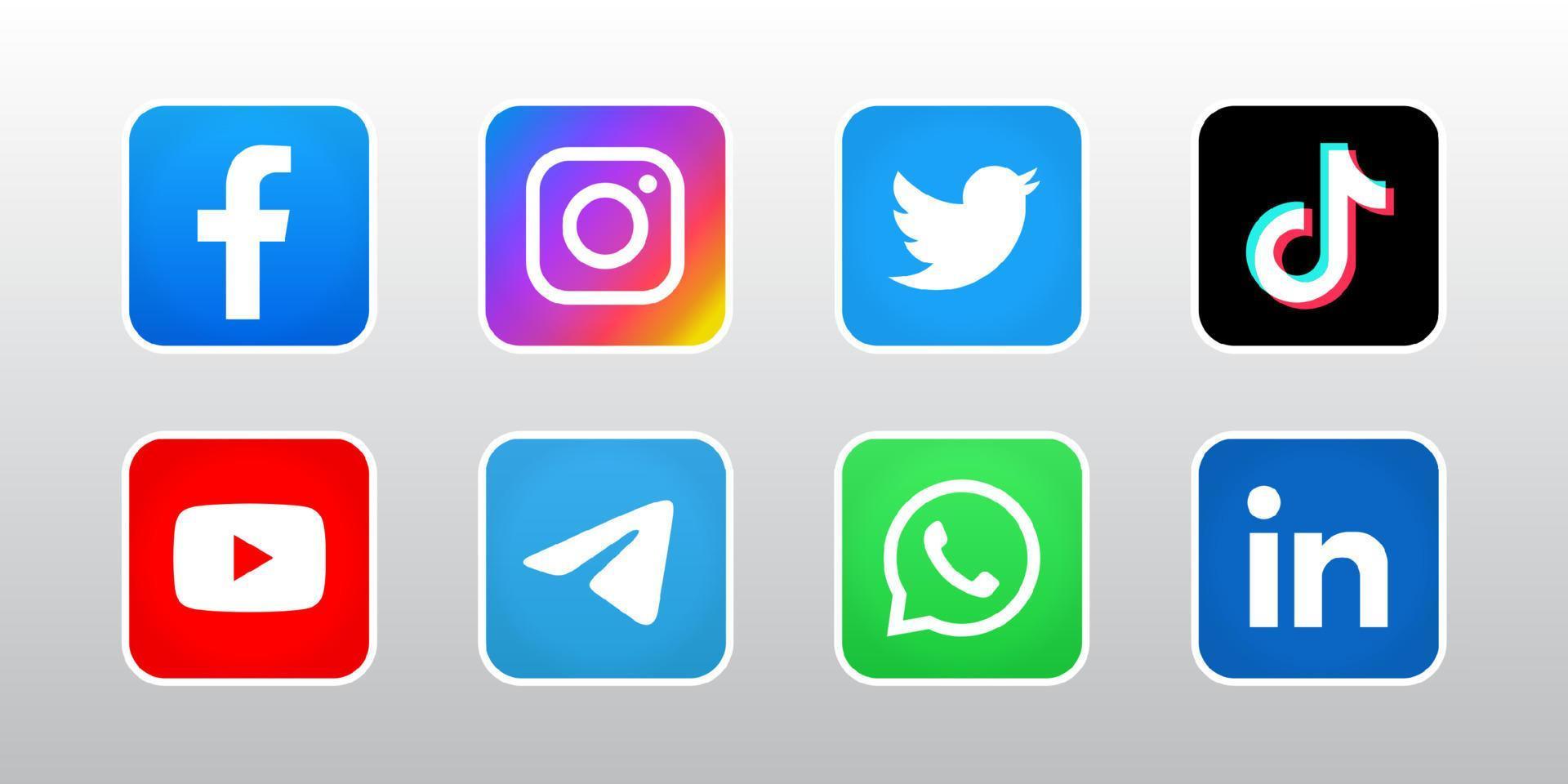 Set of social media icon with line vector