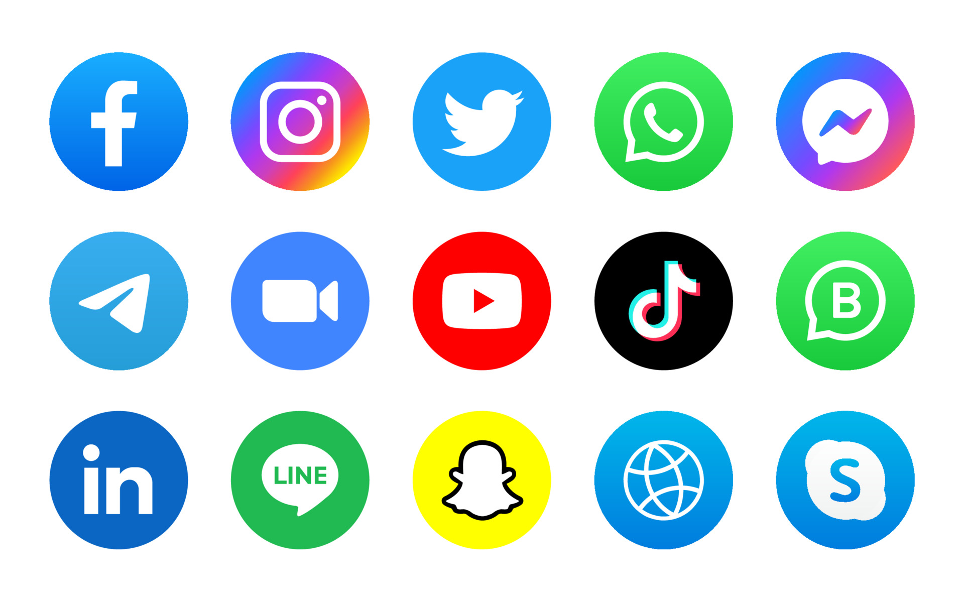 Set of social media icon in round background 3600939 Vector Art at Vecteezy