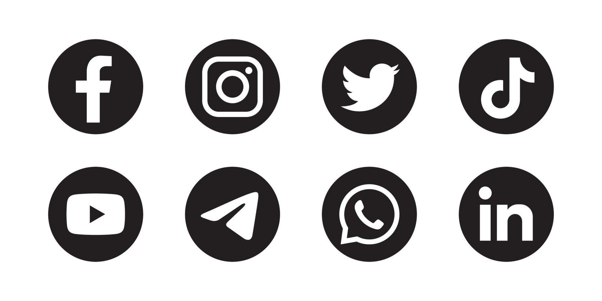 conjunto de iconos de redes sociales en fundamento redondo vector