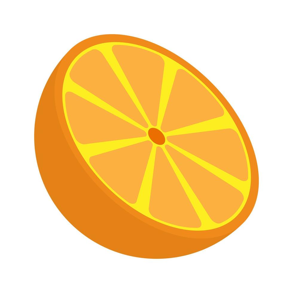 Vector illustration of orange fruit cut icon