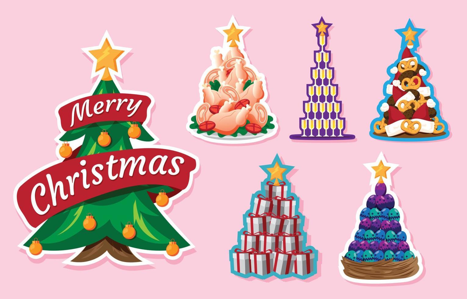 Christmas Tree Sticker Set vector