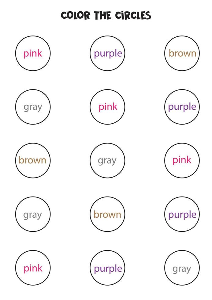 Color The Circles Educational Worksheet For Learning Colors Vector Art At Vecteezy